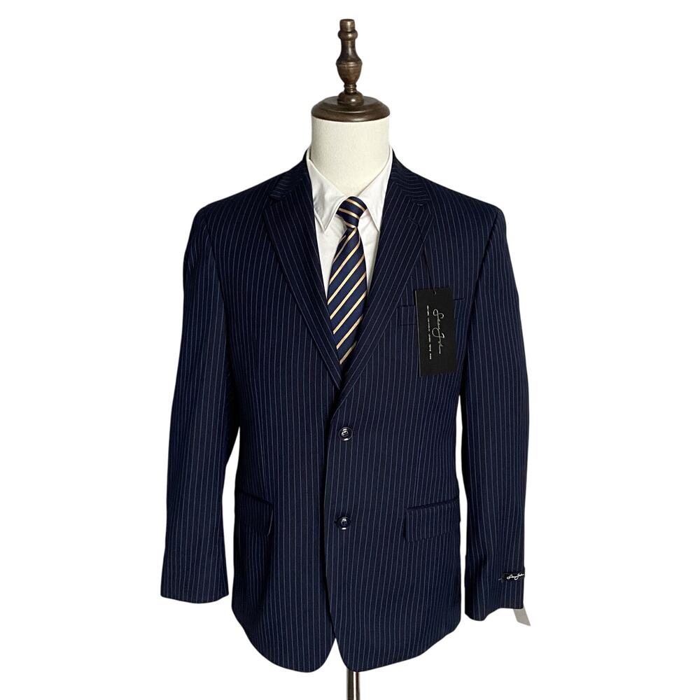 Sean John Suit Jacket Men's 36S Classic Fit Navy Blue Pinstripe NEW